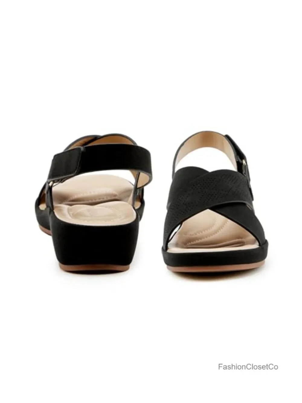 Women's Comfort Wedge Sandals, Adjustable Slingback Open Toe with Laser
